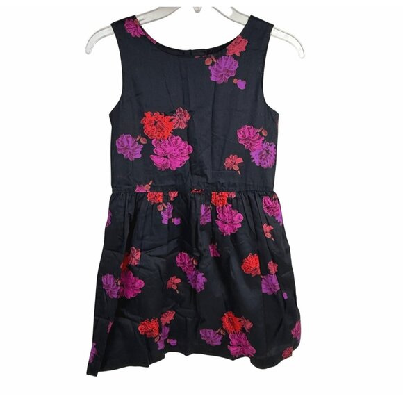 Gap Kids Girl's Sleeveless Cotton Dress Black Pink Floral Size L 10 - Picture 1 of 6